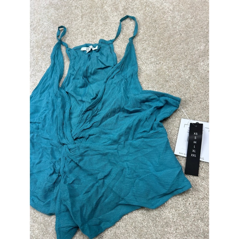 O'Neill Women's M Teal‎ Viscose Twist Front Cami Tank Top Adjustable Straps